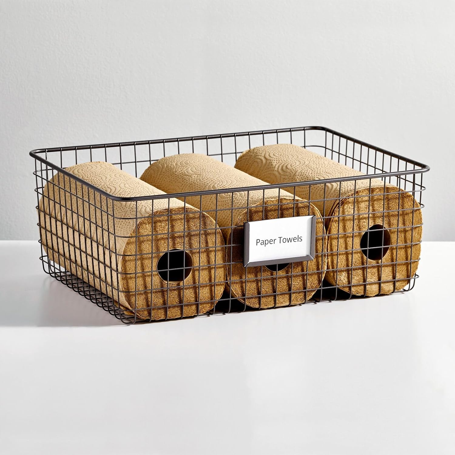 mDesign – Canasta de rejilla de metal para organizar y almacenar alimentos, paquete de 2 unidades