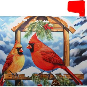 Funda magnética para buzón de pájaros cardenales de invierno, tamaño estándar, 25.5 x 21 pulgadas, diseño de pájaro rojo de Navidad, para buzón, Funda magnética para buzón de pájaros cardenales de invierno, tamaño estándar, 25.5 x 21 pulgadas, diseño de pájaro rojo de Navidad, para buzón,
