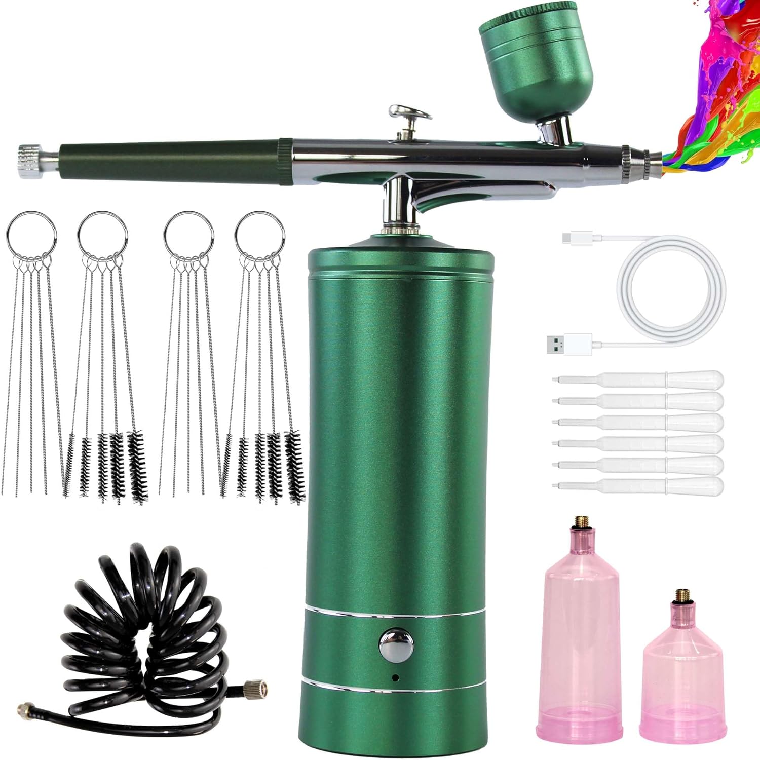 Airbrush-Kit – Compresor de aerógrafo inalámbrico recargable, pistola de aerógrafo de mano automática, juego de aerógrafo, cepillo de aire