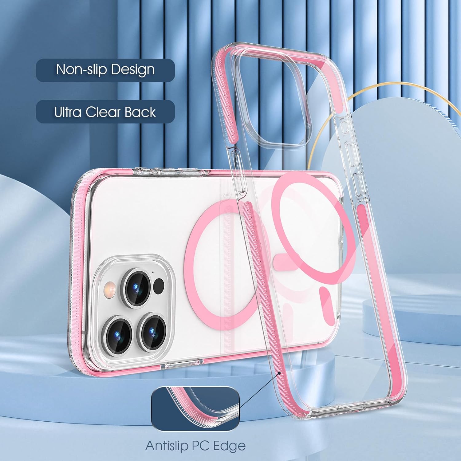 MATEPROX Fundas magnéticas transparentes para iPhone 15 Pro Max, compatibles con MagSafe, transparente, a prueba de golpes, delgada, a prueba de