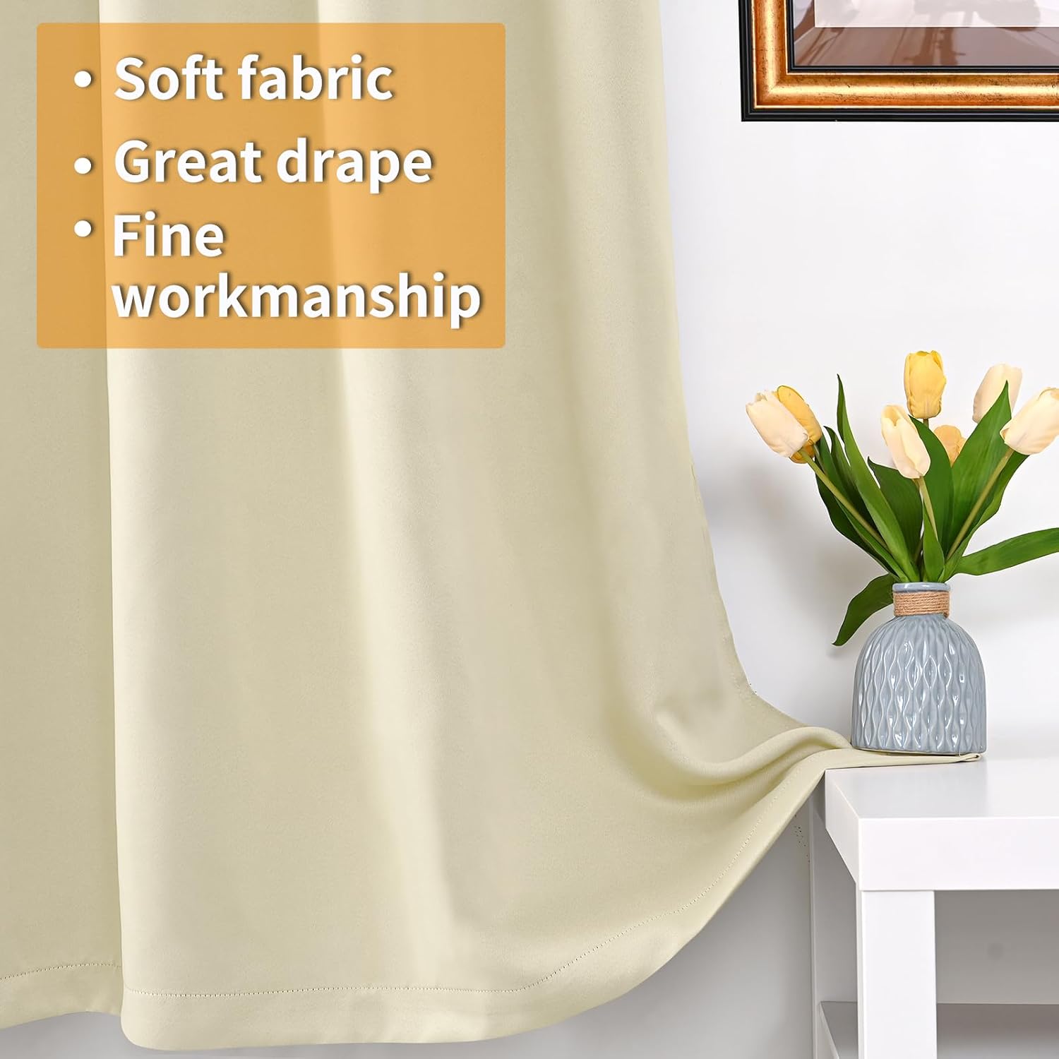 YoungsTex Cortinas 100% opacas para sala de estar de 84 pulgadas de largo, 2 capas gruesas, con aislamiento térmico, cortinas de oscurecimiento de