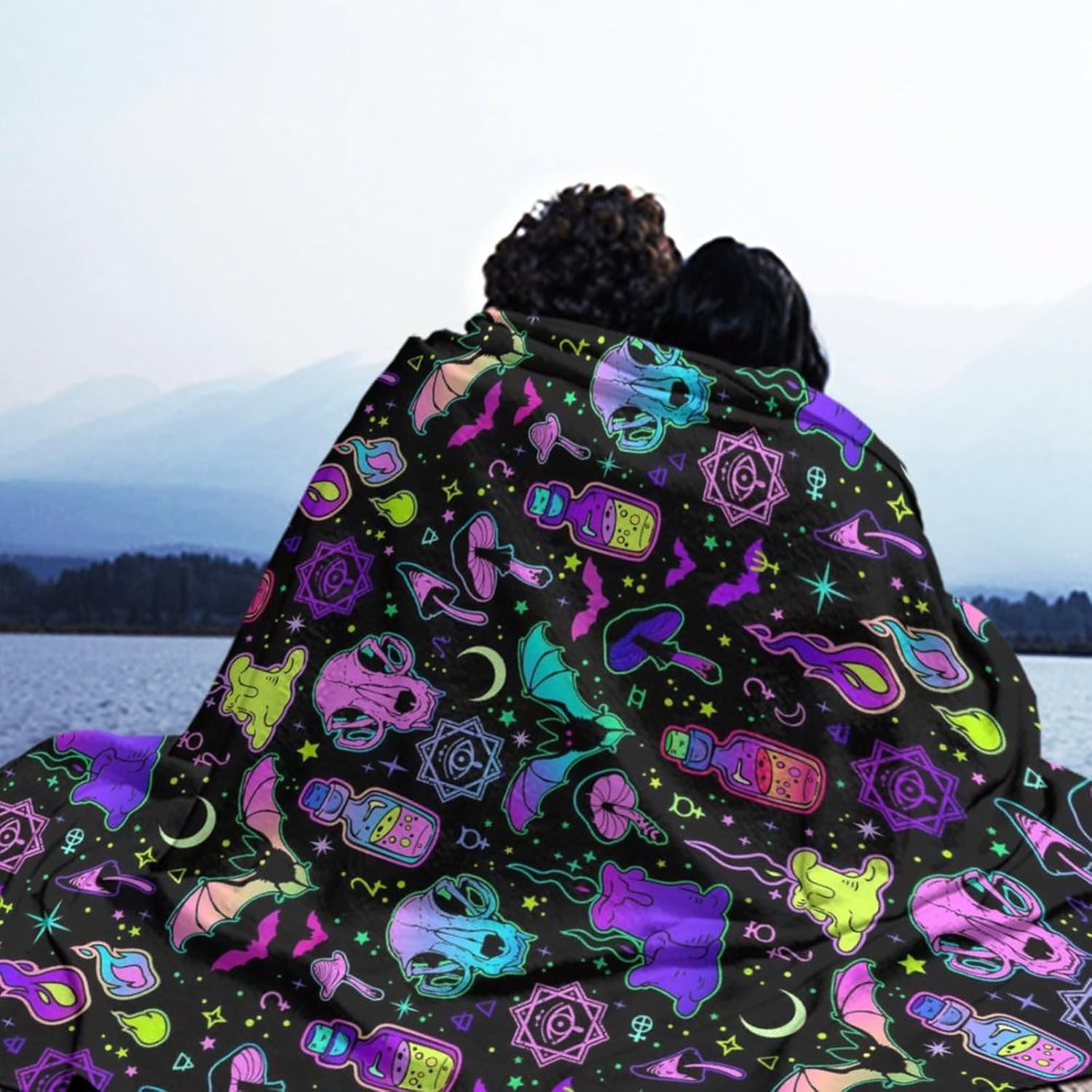 Manta de franela ligera para hombres y niños, compatible con bruja mágica gótica, manta de otoño pequeña y grande, bonita manta de forro polar para