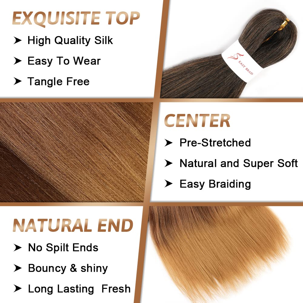 Extensiones de cabello trenzado preestirado de 16 pulgadas, extensiones de cabello trenzado degradado con ajuste de agua caliente, cabello sintético