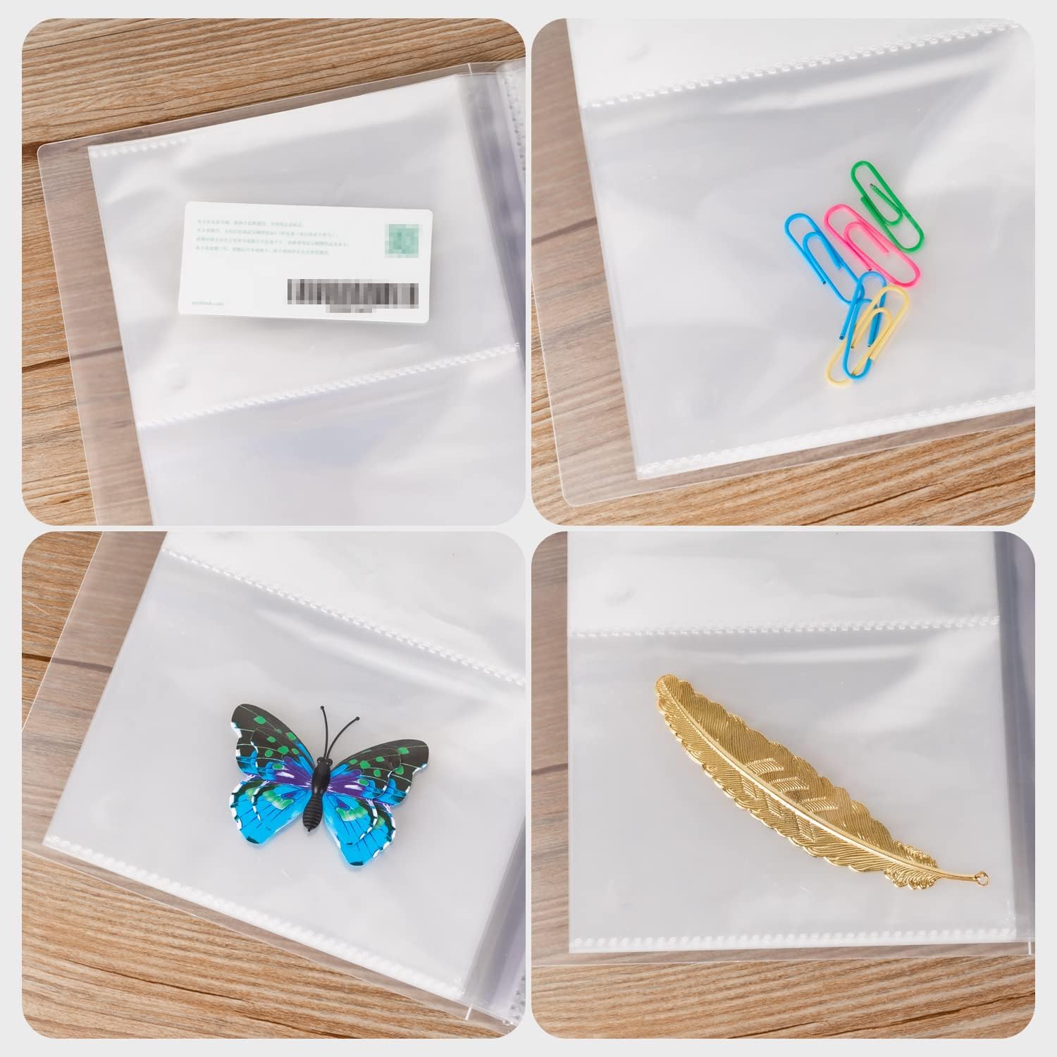 Tarjetas de índice de 4 x 6 pulgadas, bolsas organizadoras de plástico transparente, carpeta de libros, paquete de 2 fundas protectoras de