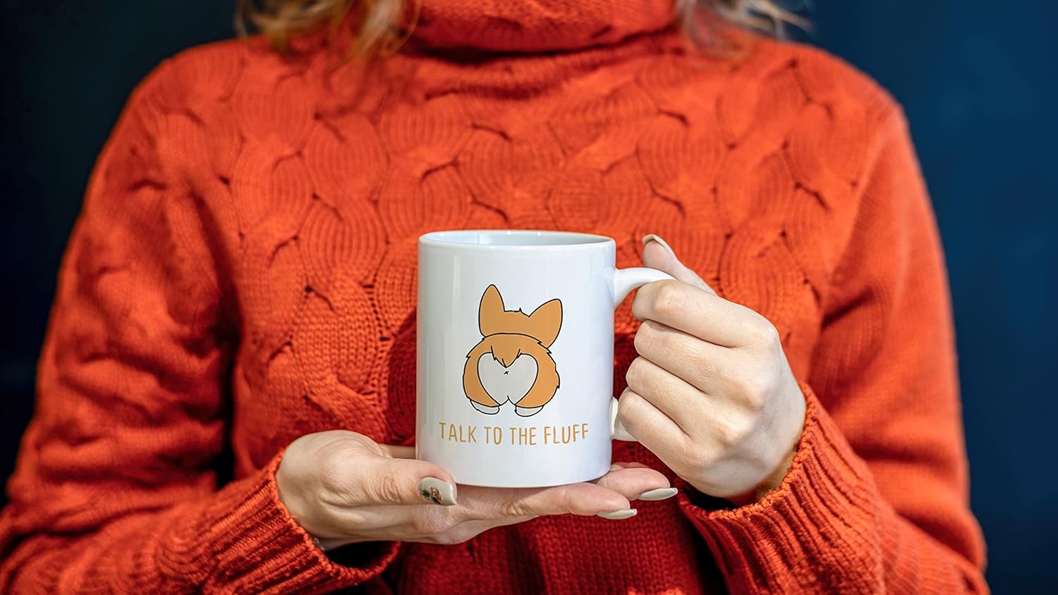 PUHEI Talk To The Fluff – Taza de cerámica divertida de Corgi de 11 onzas, bonita taza de té de café con corazón de Corgi a tope de Corgi,