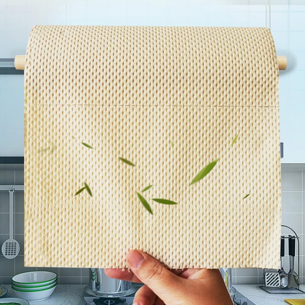 Papel de cocina 2 rollos de papel higiénico para limpiar las manos, papel higiénico para cocina, papel absorbente de aceite, color marrón claro,