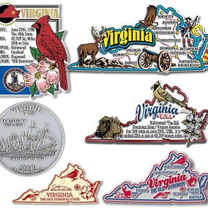 Juego de imanes de estado de Virginia de seis piezas de Classic Magnets, incluye 6 diseños únicos, recuerdos coleccionables fabricados en los Juego de imanes de estado de Virginia de seis piezas de Classic Magnets, incluye 6 diseños únicos, recuerdos coleccionables fabricados en los
