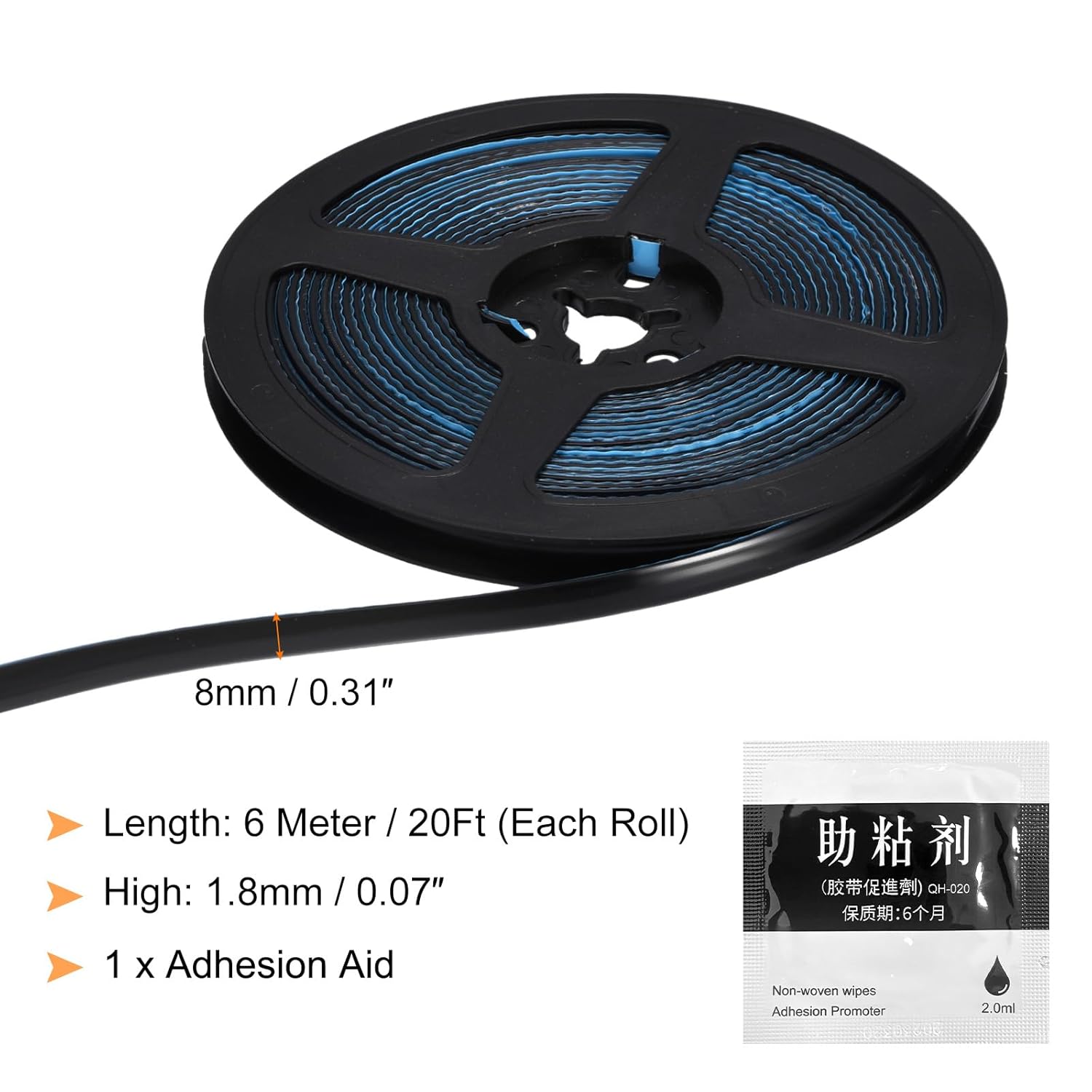 uxcell Moldura flexible autoadhesiva, 20 pies, para despegar y pegar, cinta decorativa de sellado de tira de calafateo para encimeras, fregaderos,