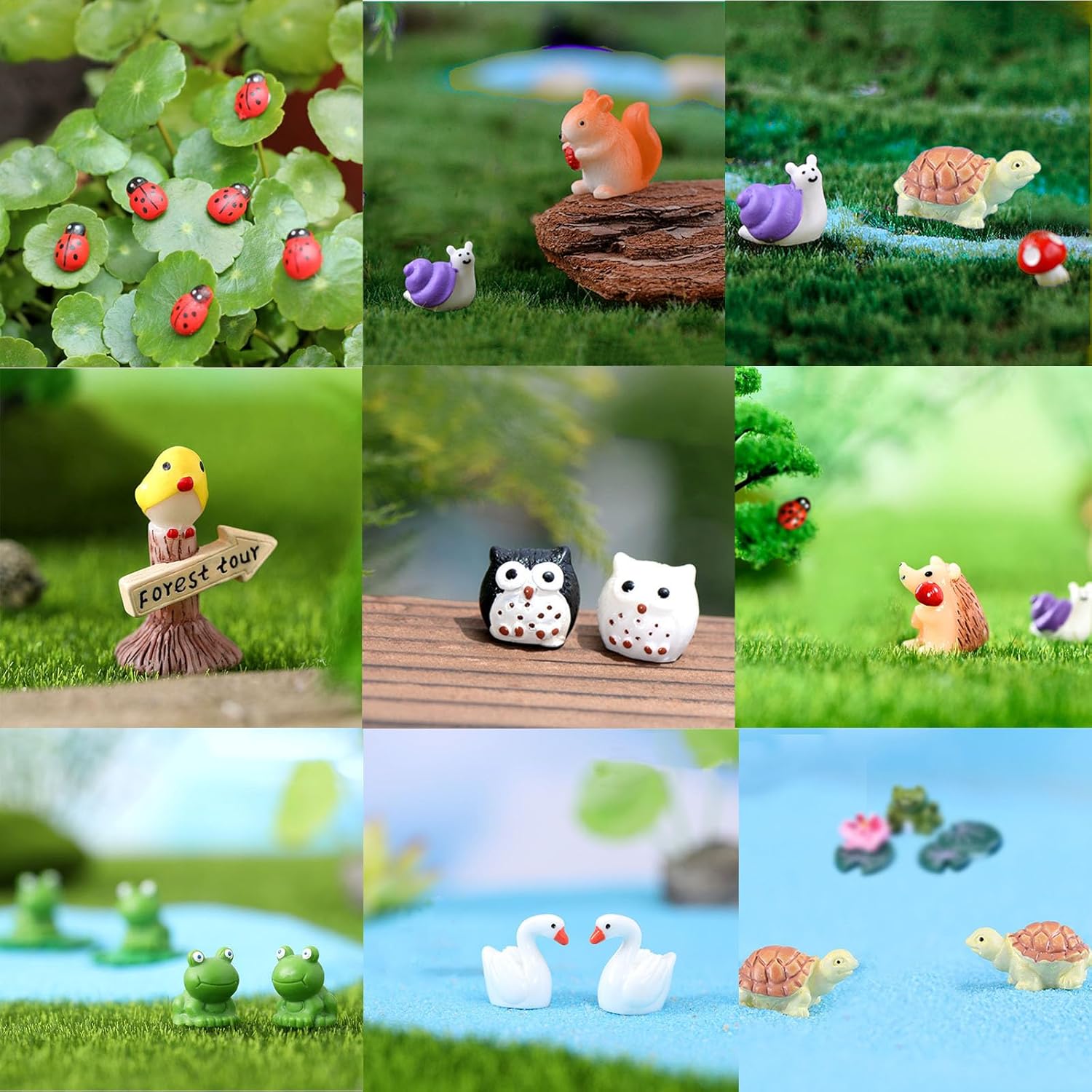 101 piezas de accesorios de jardín de hadas pequeñas, figuras en miniatura, decoración para jardín de hadas, micro paisaje, terrario, bonsái, escena