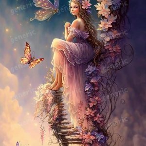 Eter Pintura de diamantes, escalera de flores, kit de pintura de diamantes de hada, adecuado para adultos, pintura de diamante 5D, punto de cruz, Eter Pintura de diamantes, escalera de flores, kit de pintura de diamantes de hada, adecuado para adultos, pintura de diamante 5D, punto de cruz,