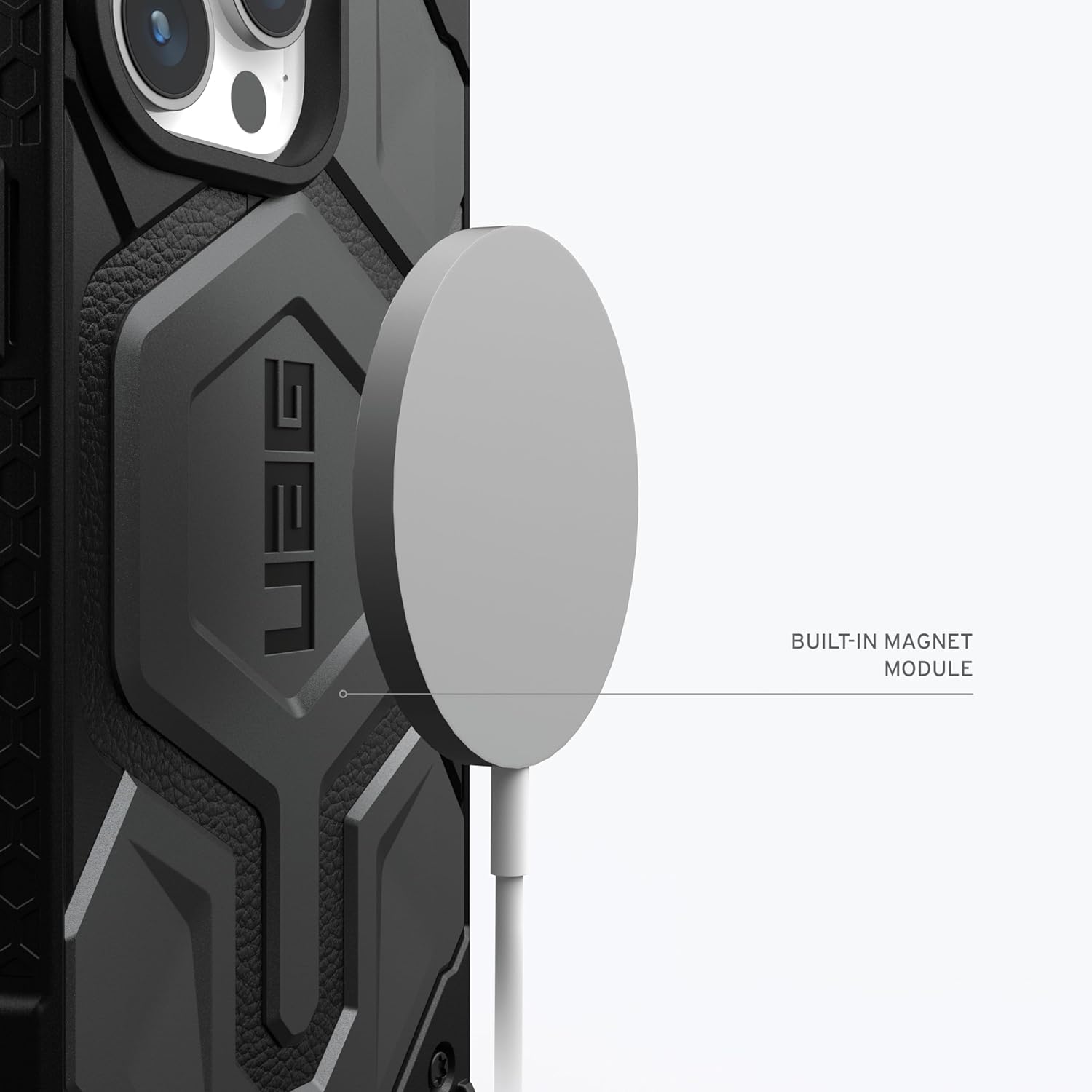 URBAN ARMOR GEAR UAG – Funda compatible con iPhone 15 Pro Max de 6.7 pulgadas, Monarch Pro plateado, imán integrado compatible con carga MagSafe,