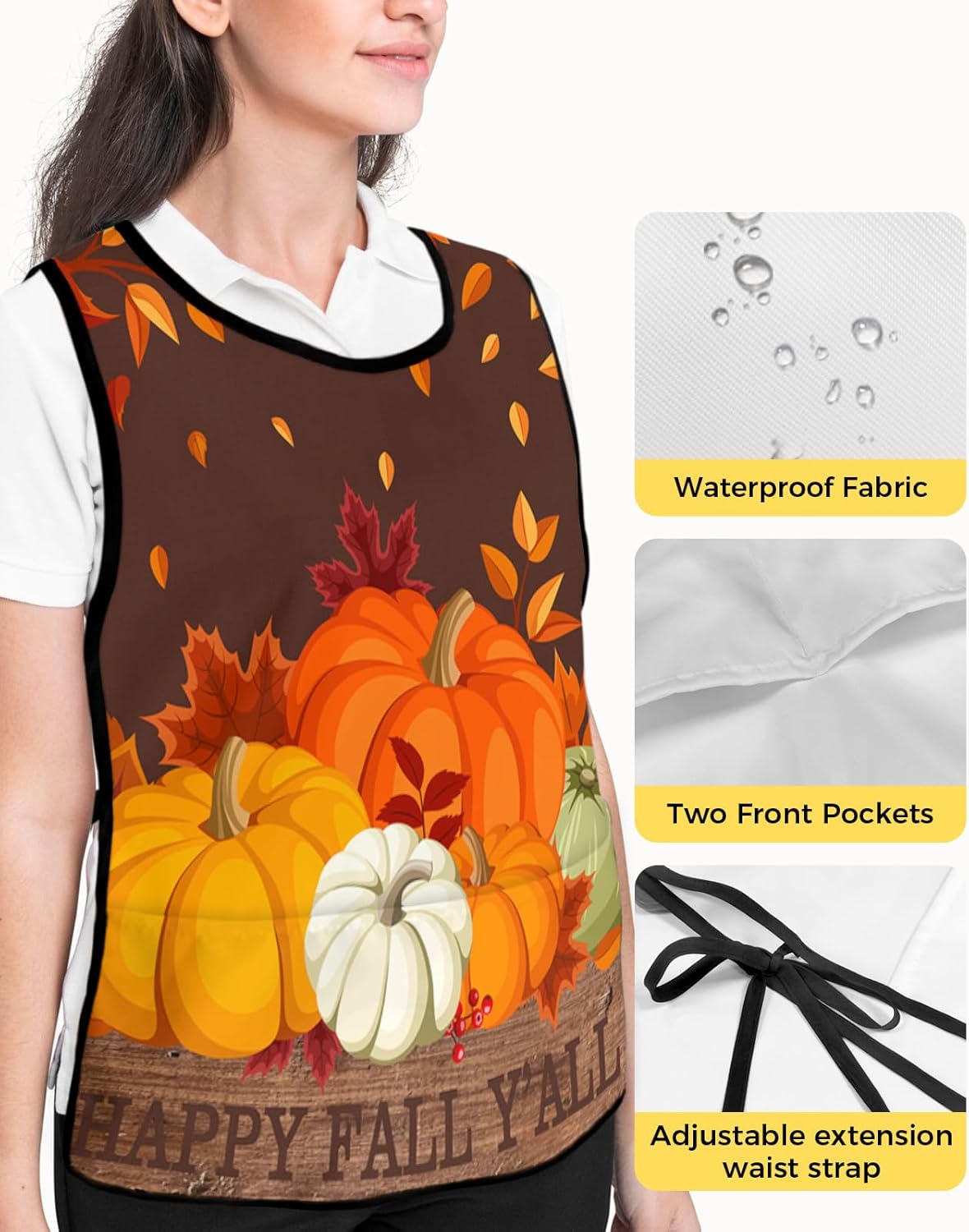 Universal Cobbler Apron with 2 Pockets Unisex Waterproof Chef Aprons Adjustable Washable Bib Apron