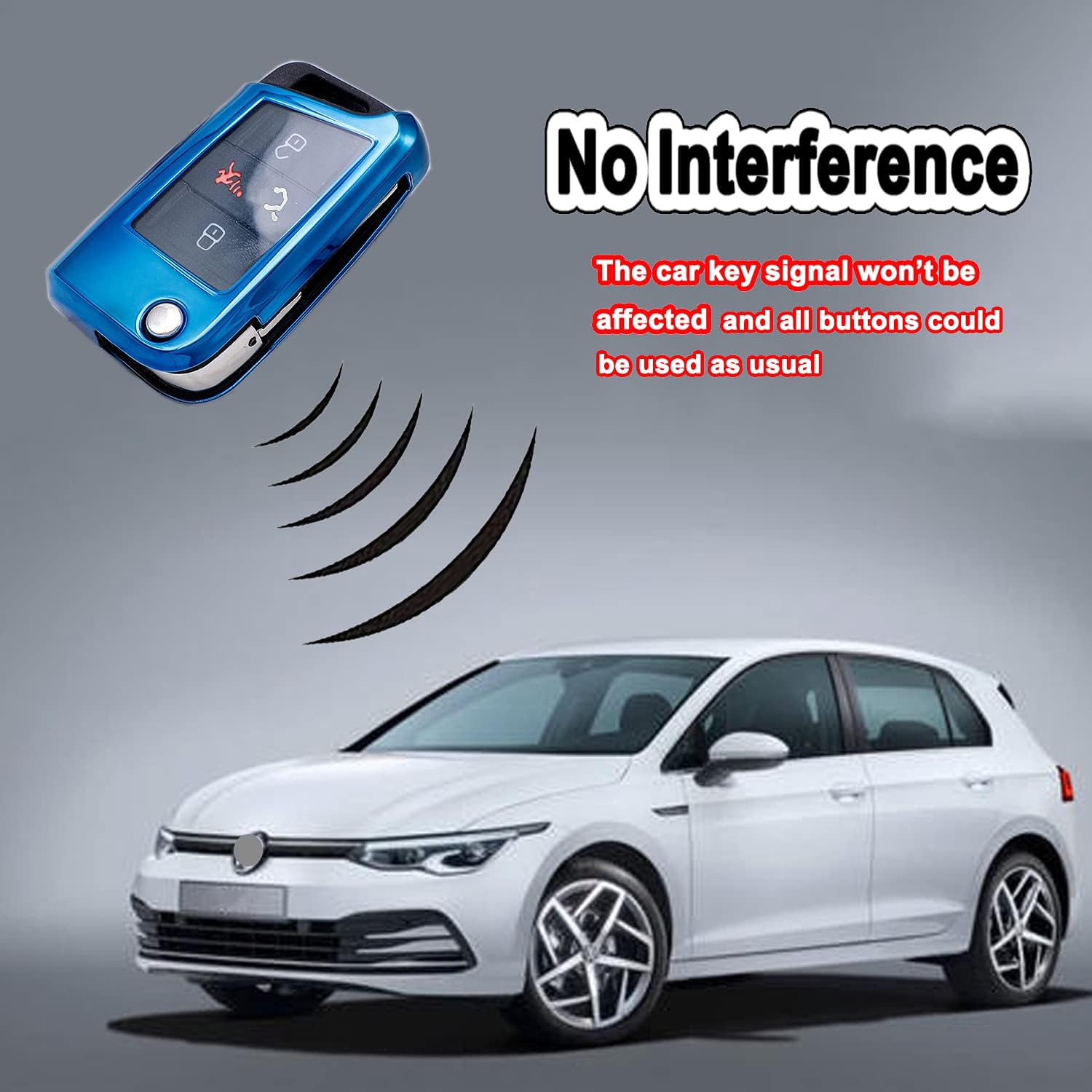 Funda para llavero Volkswagen de protección completa TPU suave para llave inteligente, compatible con VW 2016-2017 Golf Polo GTI 2018 2019 Tiguan