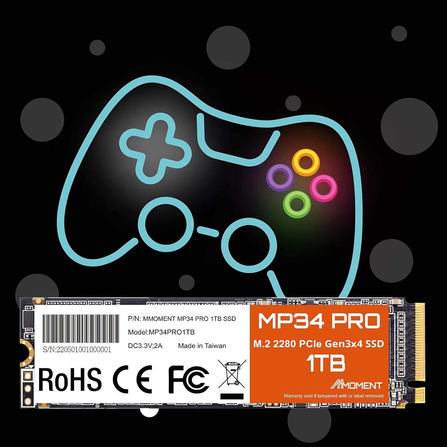MMOMENT MP34 PRO – Unidad interna de estado sólido PCIe Gen3 NVMe M.2 2280, Gen3.0X4, velocidad de lectura de hasta 3500 MBs, para portátiles,