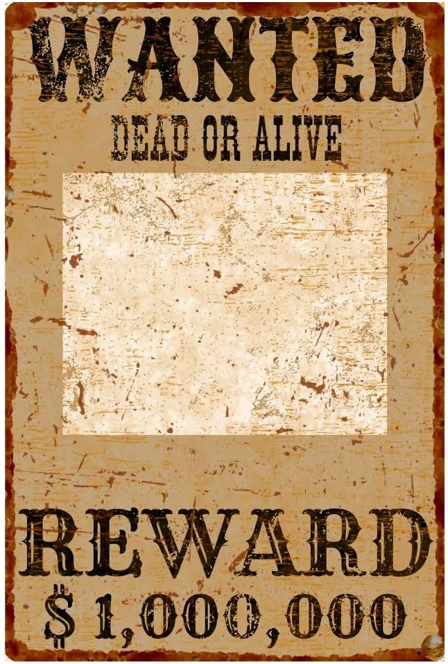 Western Wanted – Letrero de aluminio con tu foto y nombre, letrero decorativo de metal para habitación de niños, 6 x 9 pulgadas, 1 pieza