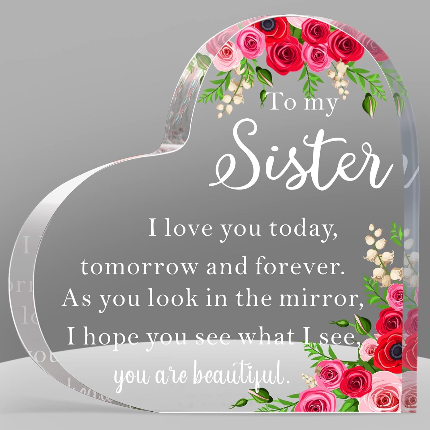Regalo de acrílico para hermana de corazón de hermana, recuerdo pisapapeles a Sister Is God’s Way of Making Sure We Never Walk Alone, regalo de San