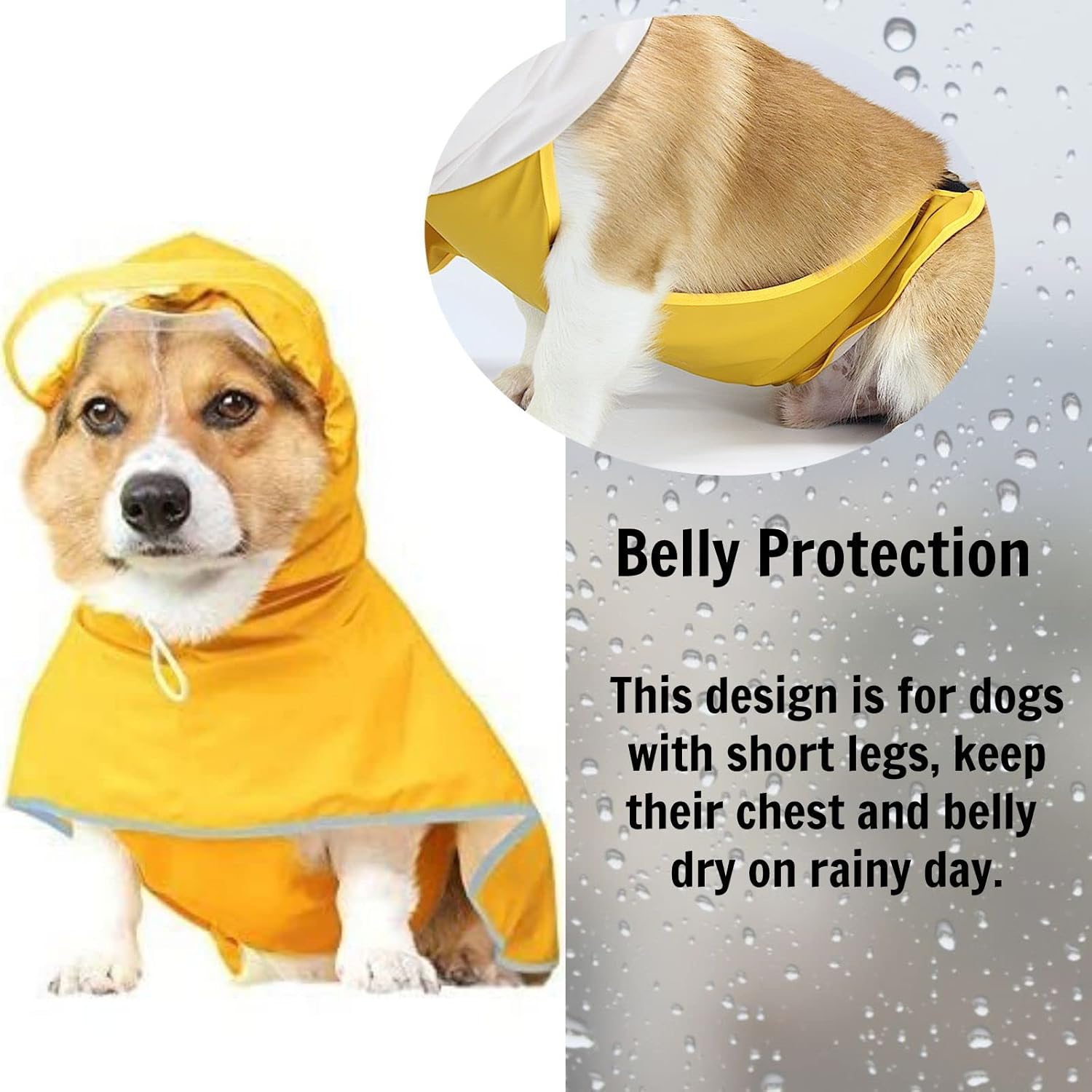 Luccalily Poncho impermeable con capucha para perros y cachorros y perros pequeños a grandes, chaqueta impermeable para perro con tira reflectante,