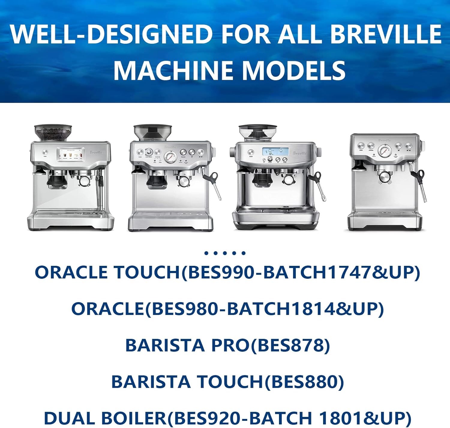 Paquete de 6 filtros de agua Breville Bes880 de repuesto, compatible con Breville Sage Oracle Touch, Barista, Claro Swiss, BES878, Bes920, Bes008