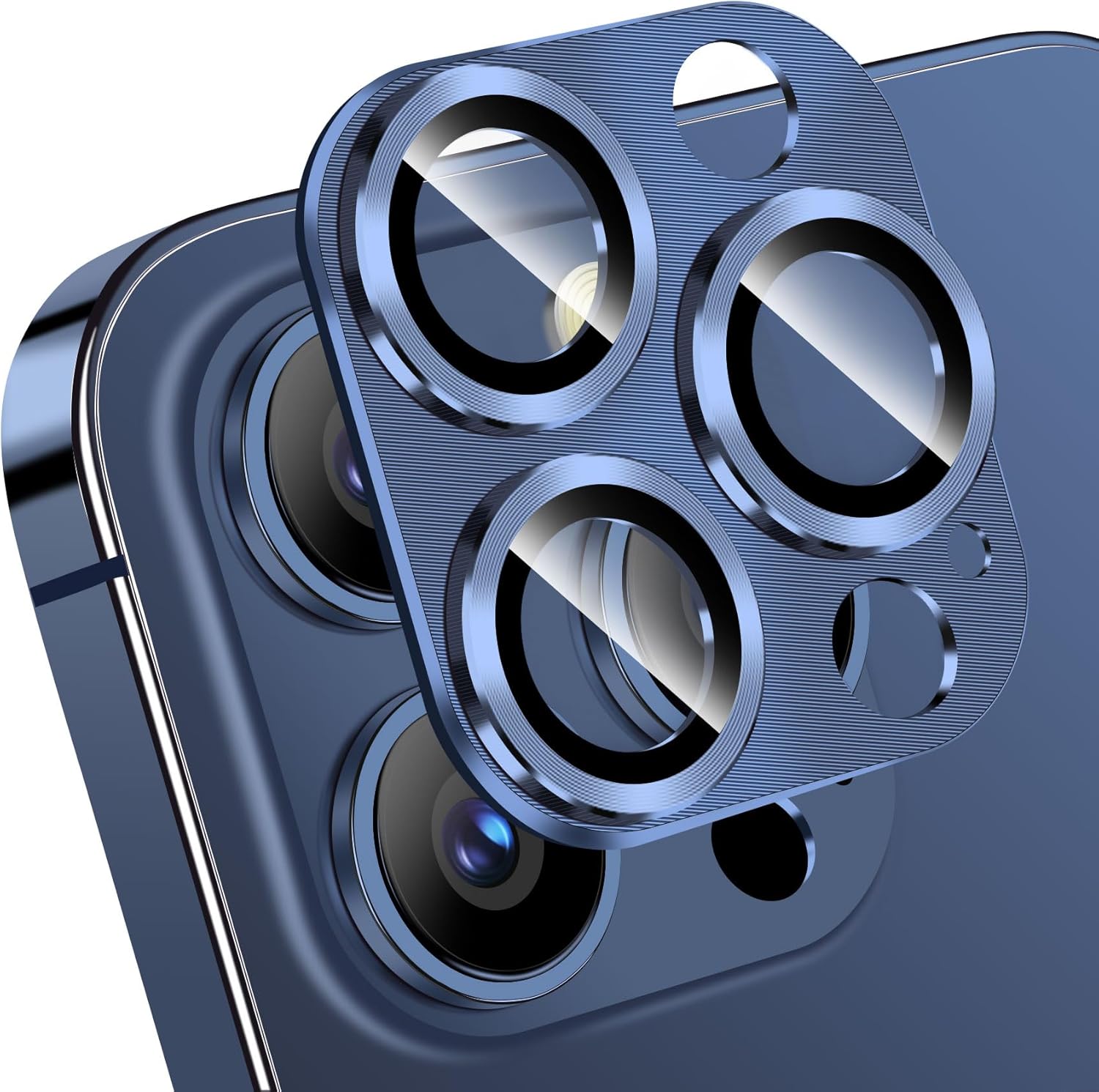 QHOHQ Paquete de 3 protectores de lente de cámara para iPhone 15 Pro MaxiPhone 15 Pro, cubierta de cámara de una pieza de aleación de zinc, versión