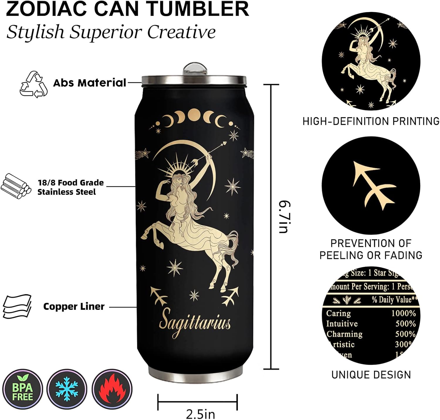JAWCKGO Sagitario Constellation – Vaso de café aislado para hombre y mujer, taza de viaje, taza de sublimación, taza de automóvil, regalo