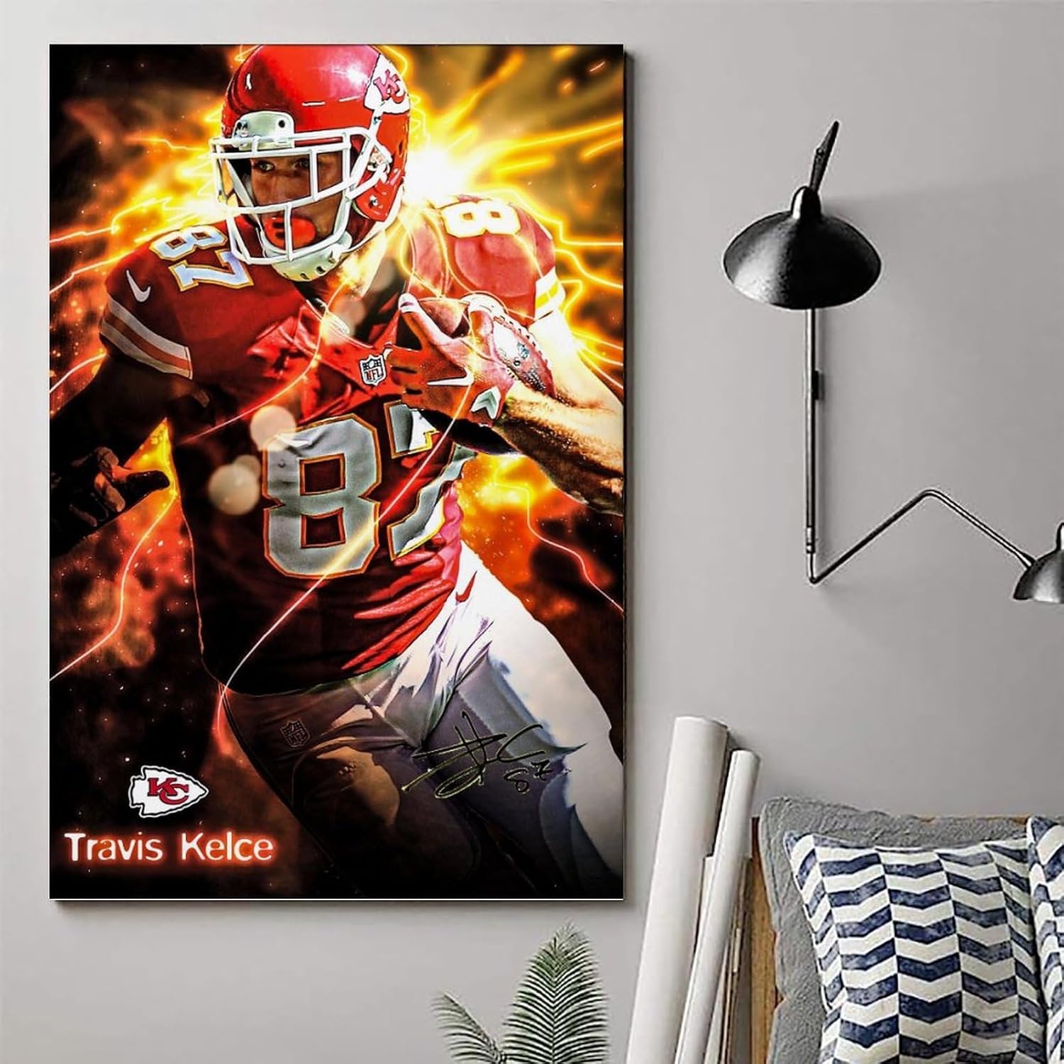 MAVOLI Póster de jugador de fútbol americano Travis Kelce Star Pintura decorativa lienzo arte de pared para sala de estar, póster estético para
