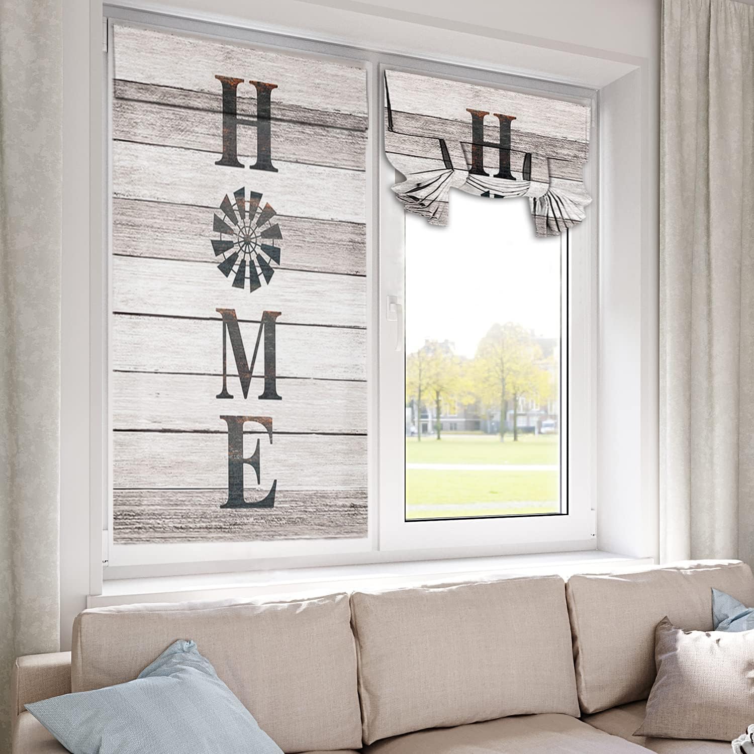 Cortinas de puerta para ventanas de puerta, cortinas rústicas de madera de molino de viento para puerta de vidrio francesa, privacidad con