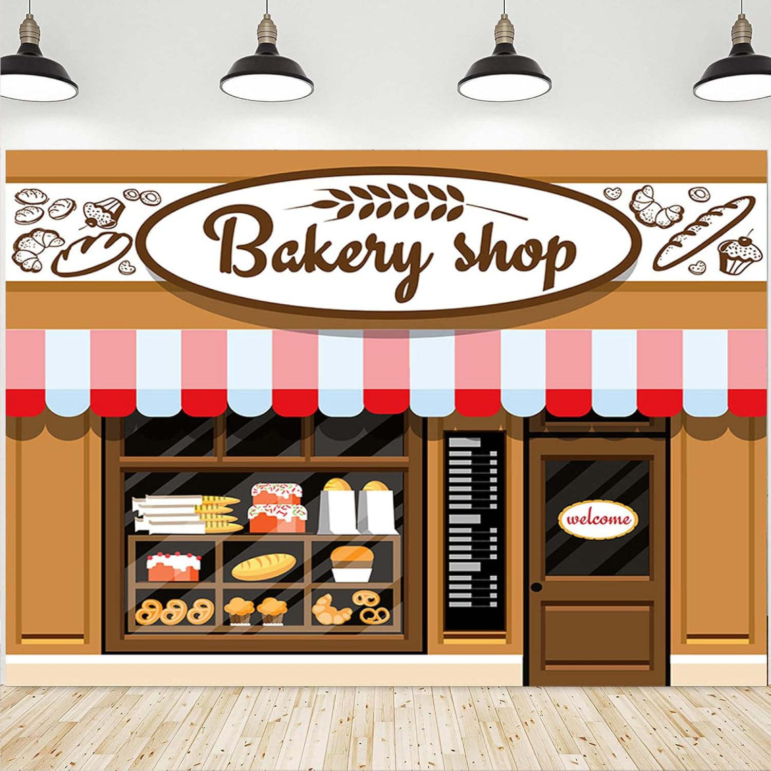 Telón de fondo de fotografía para café, panadería, decoración de fiesta de primer cumpleaños, postre dulce, lindo fondo de sala de postres, recién