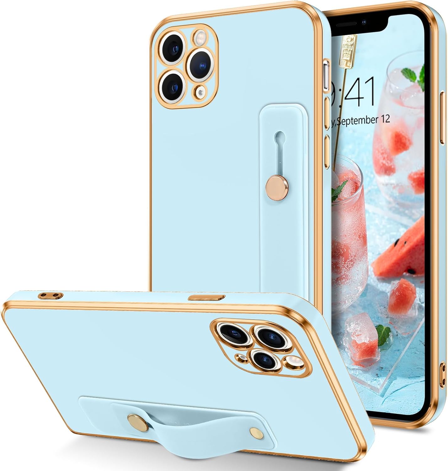 VENINGO Funda para iPhone 11 Pro Max, funda protectora para iPhone 11 Pro Max, ajuste delgado, suave con pulsera ajustable, resistente a los