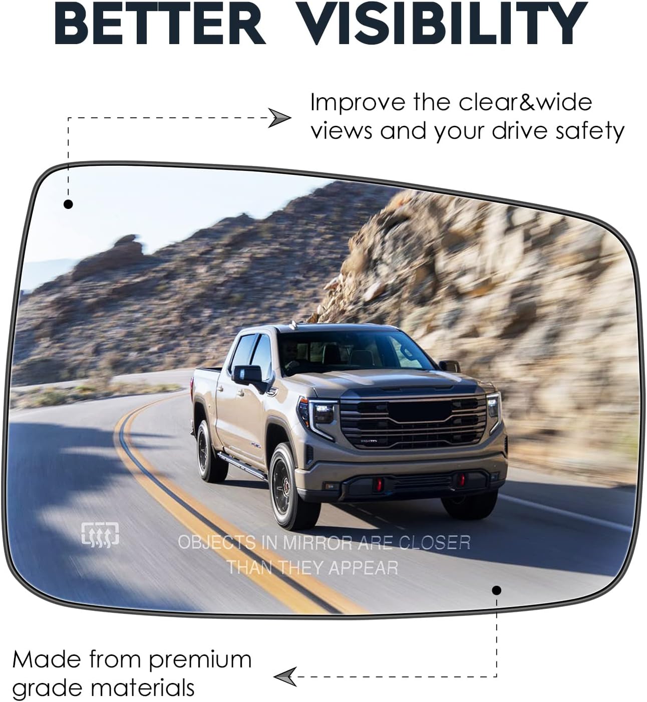 Espejo calefactable con vista lateral derecha del pasajero con placa de respaldo compatible con Dodge Ram 1500 2500 2010, Ram 1500 2500 2011-2018