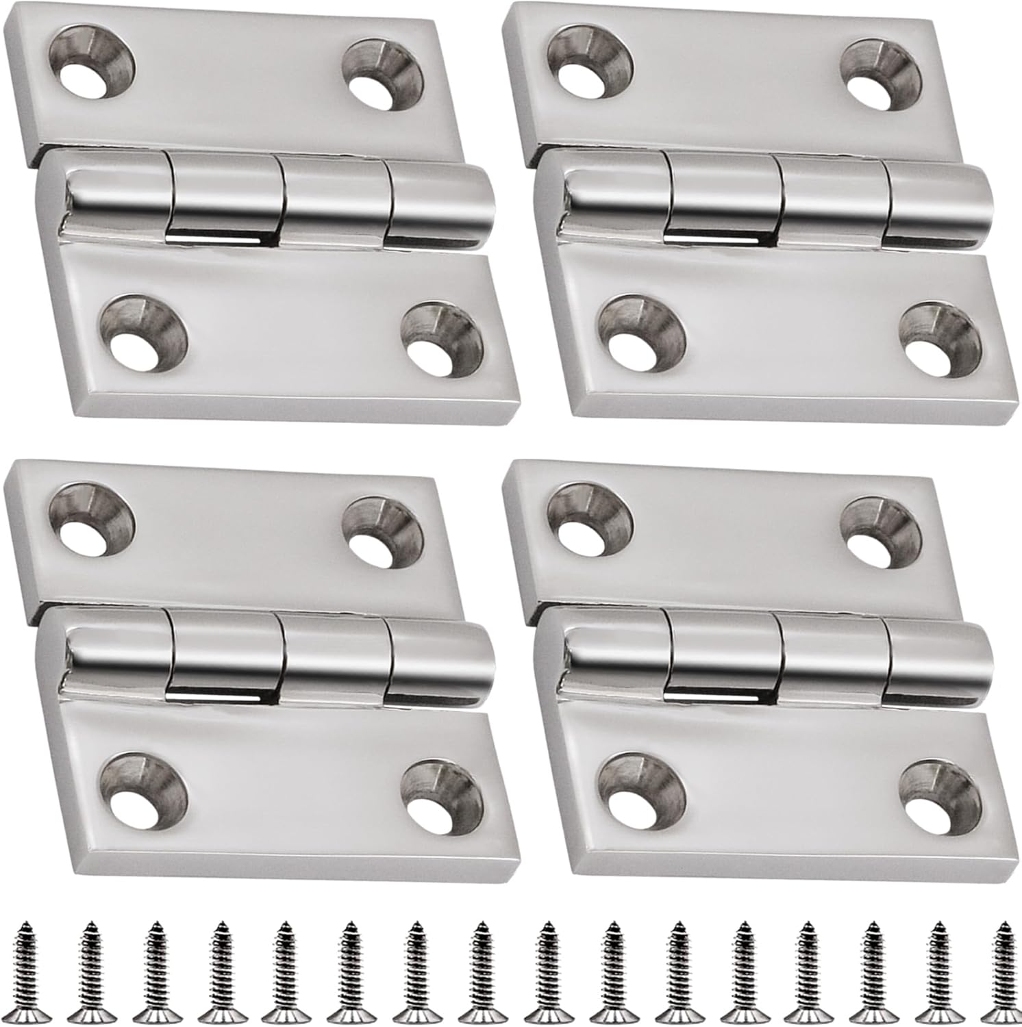 Laorde Bisagras de acero inoxidable 316, grado marino, 1.5 x 1.5 pulgadas, bisagras de escotilla de barco resistentes (1.575 in x 1.575 in), paquete