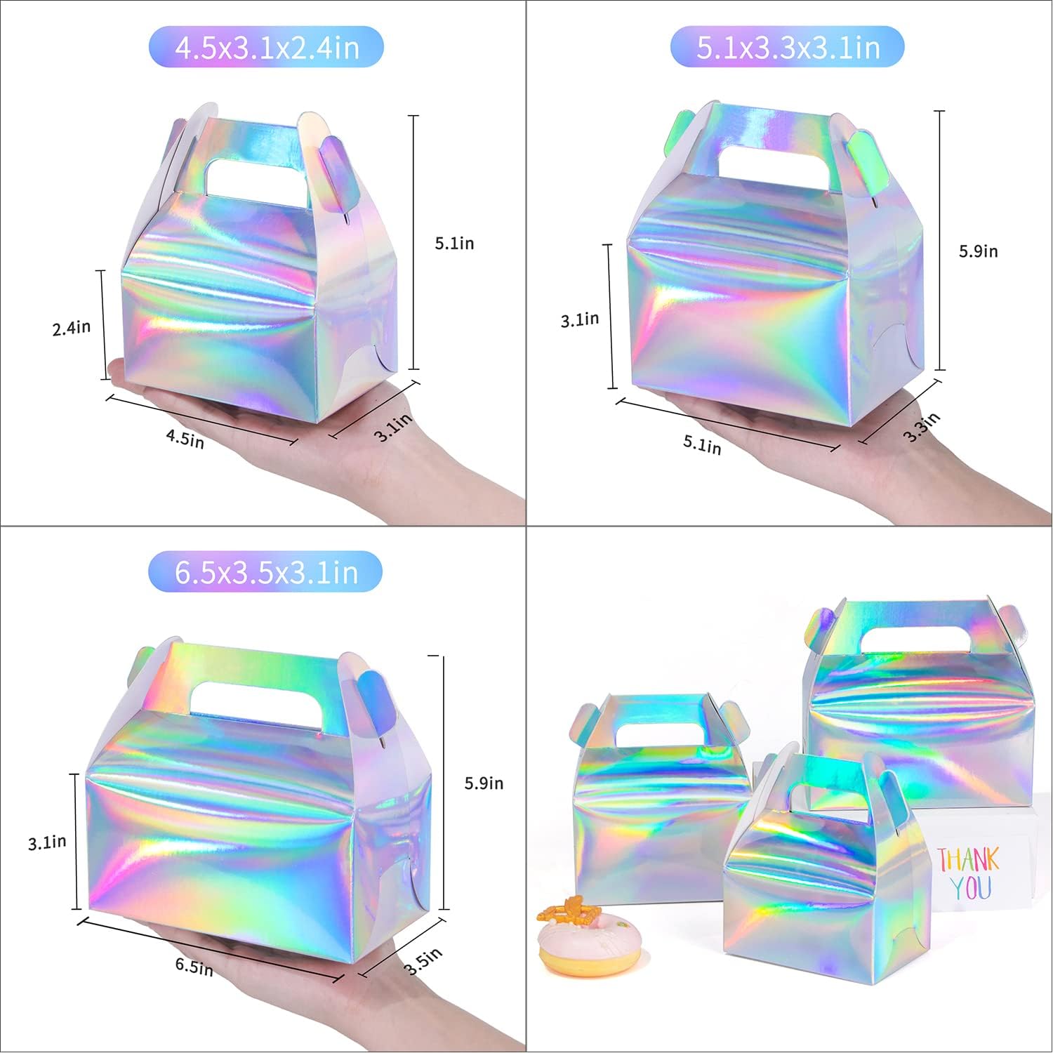 SZYCHEN 10 unidscaja de regalo holográfica pastel caramelo galleta embalaje cartón portátil para bodas y fiestas de cumpleaños
