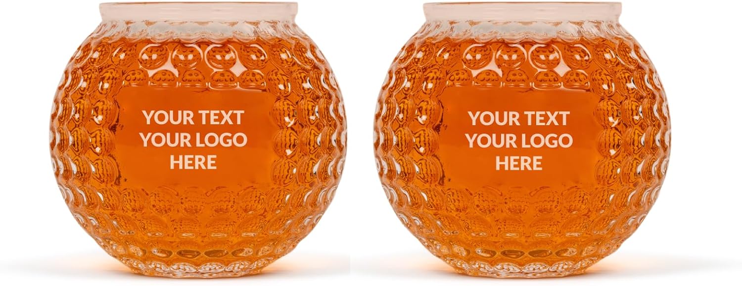 Vasos de whisky de golf personalizados, juego de 2, únicos, hechos a mano, duraderos y divertidos, accesorios para beber golf de 10 onzas cada uno y