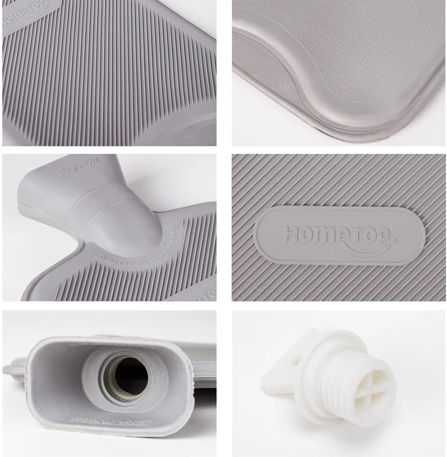 HomeTop Botella de agua caliente de goma clásica de alta calidad y lujosa funda de forro polar de felpa de piel sintética con decoración de pompones