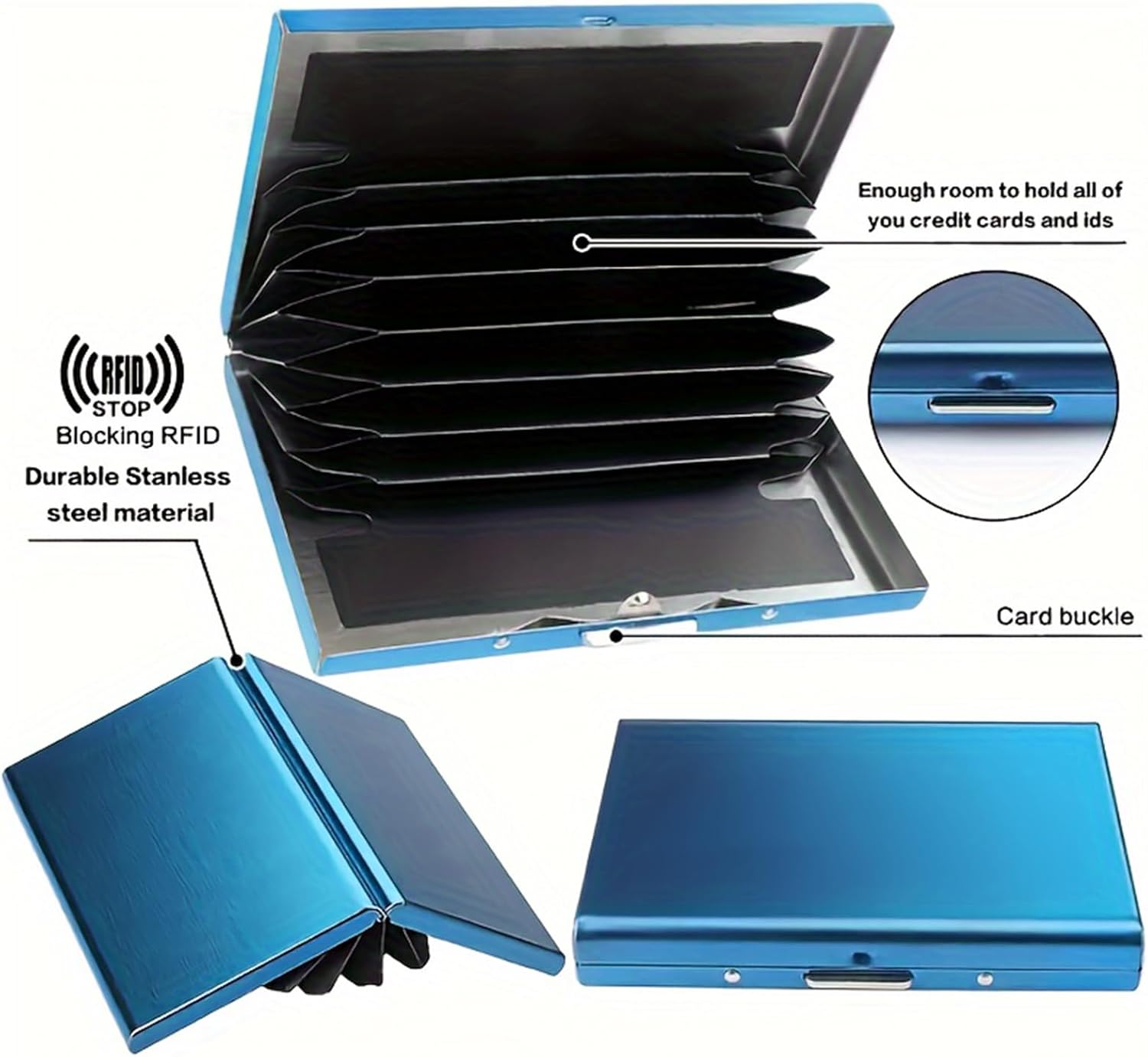 Soporte para tarjetas de crédito, fundas protectoras de bloqueo RFID, cartera de metal para tarjetas de crédito, soporte para tarjetas de visita