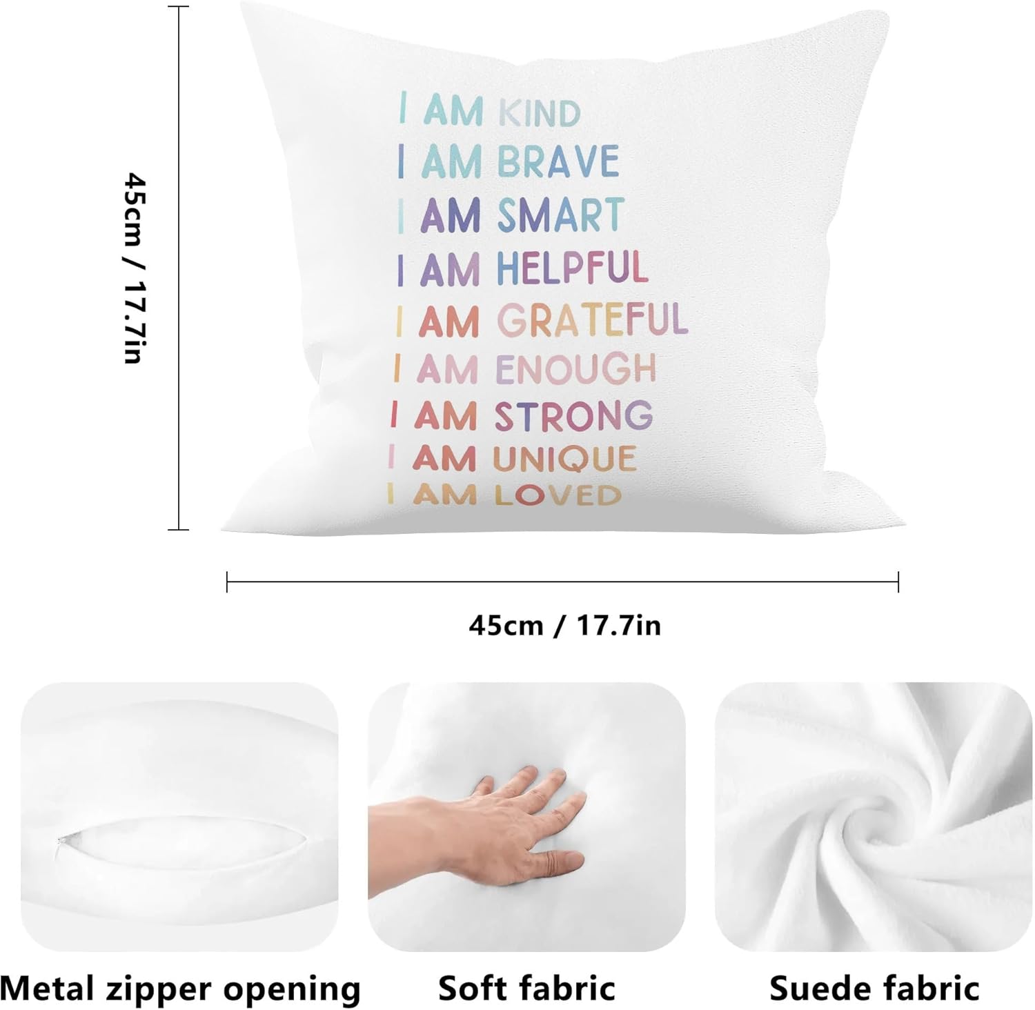 Funda de almohada imprescindible para el aula, artículos de esquina calmantes para niños, decoración de almohada de salud mental para el hogar,