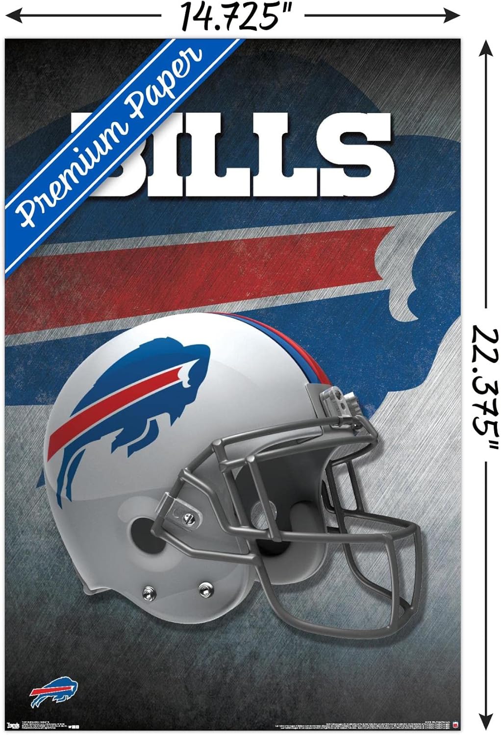 Trends International NFL Buffalo Bills – Póster de pared con casco 16, 14.725 x 22.375 pulgadas, versión premium sin marco
