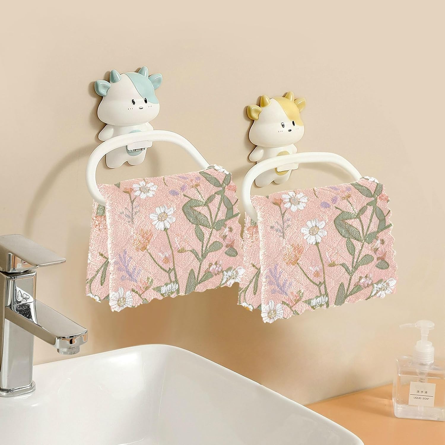 Pink Floral Plant Small Fresh Quality Decor Microfiber Kitchen Dish Towels Quick Dry 6 Pack Cooking Towels for Restaurant Oven
