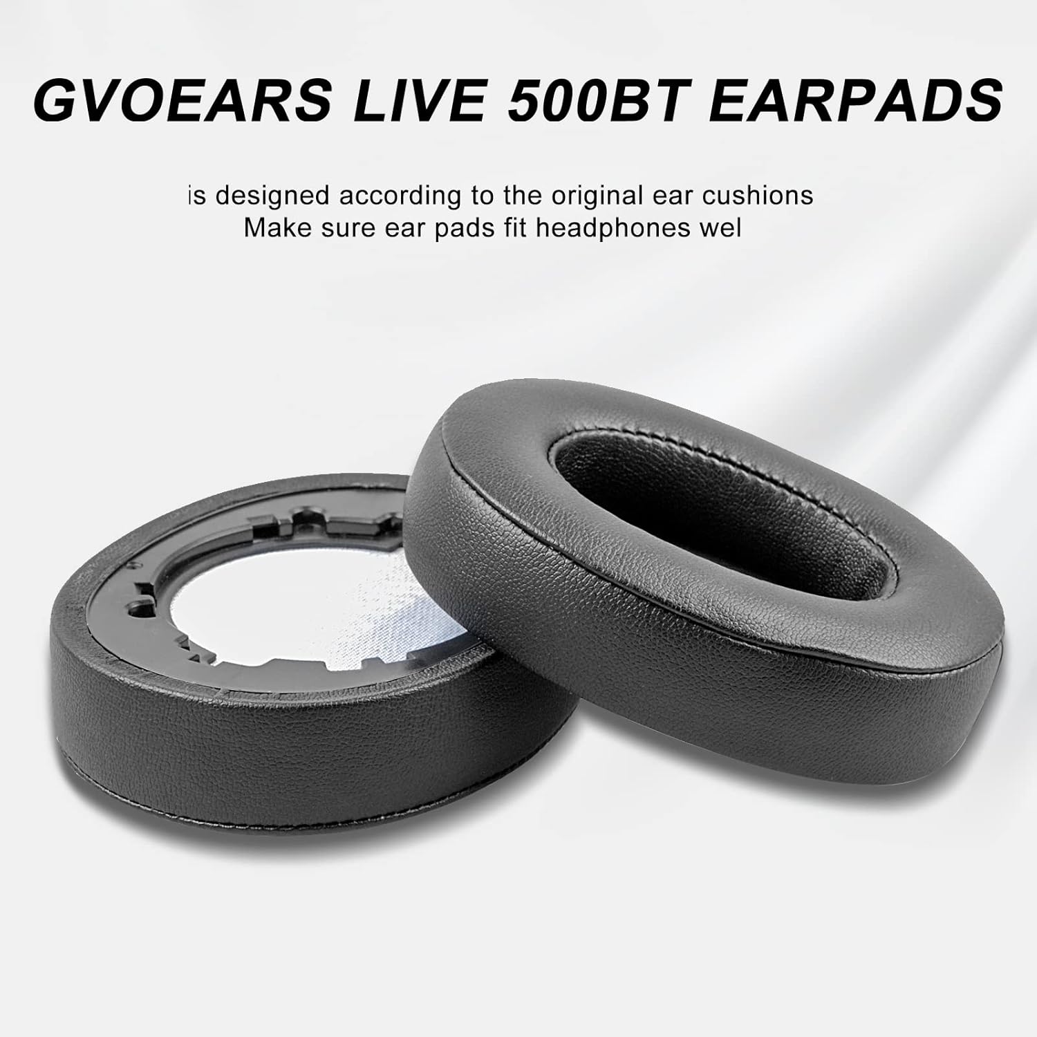 Almohadillas de repuesto para auriculares inalámbricos JBL Live 500BT, almohadillas para oídos Live 500 BT con cuero proteico, espuma viscoelástica