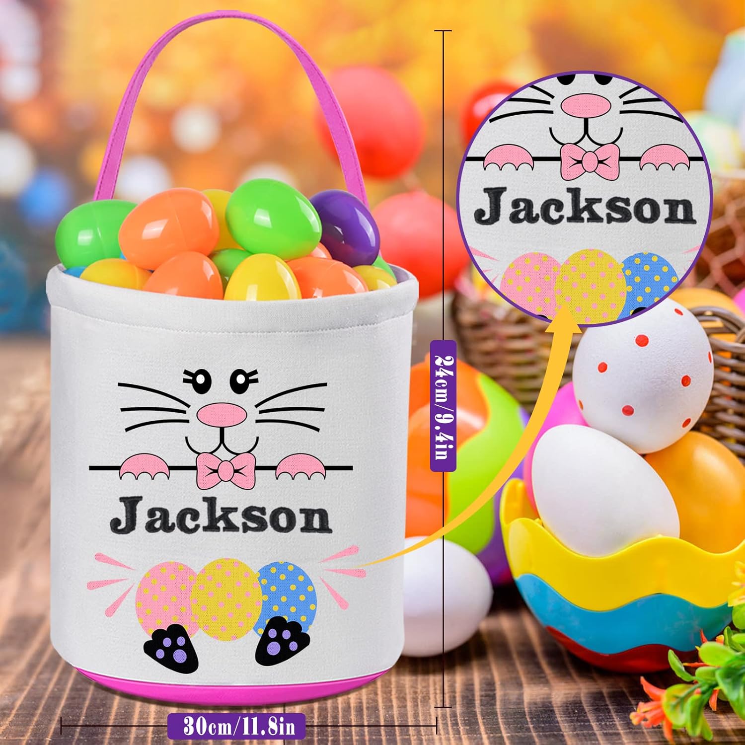 Cestas de Pascua personalizadas para niños, paquete de 2, cesta de conejo de Pascua Touber, regalos de Pascua personalizados, cestas de Pascua para