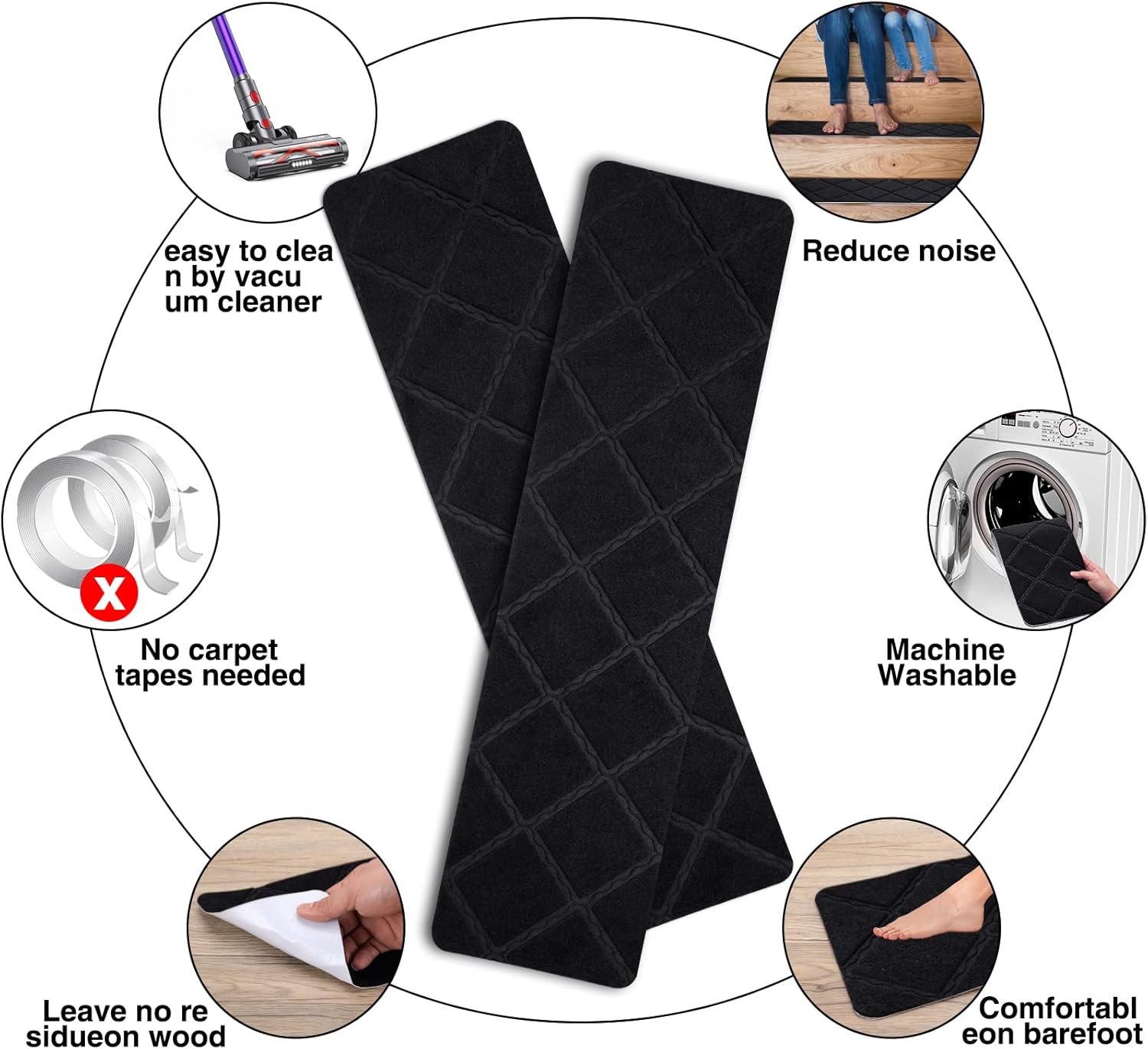 Peldaños de escalera para escalones de madera, 15 unidades, 8 x 30 pulgadas, alfombras antideslizantes para interiores, para niños, ancianos y