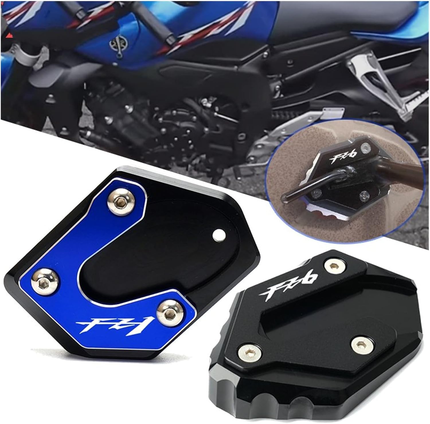 Para Yamaha para FZ1 para FZ 1 2006-2015 para FZ6 para FZ6R para FZ6-S2 2004-2009 Accesorios motocicleta aluminio Kickstand pie extensión Pad