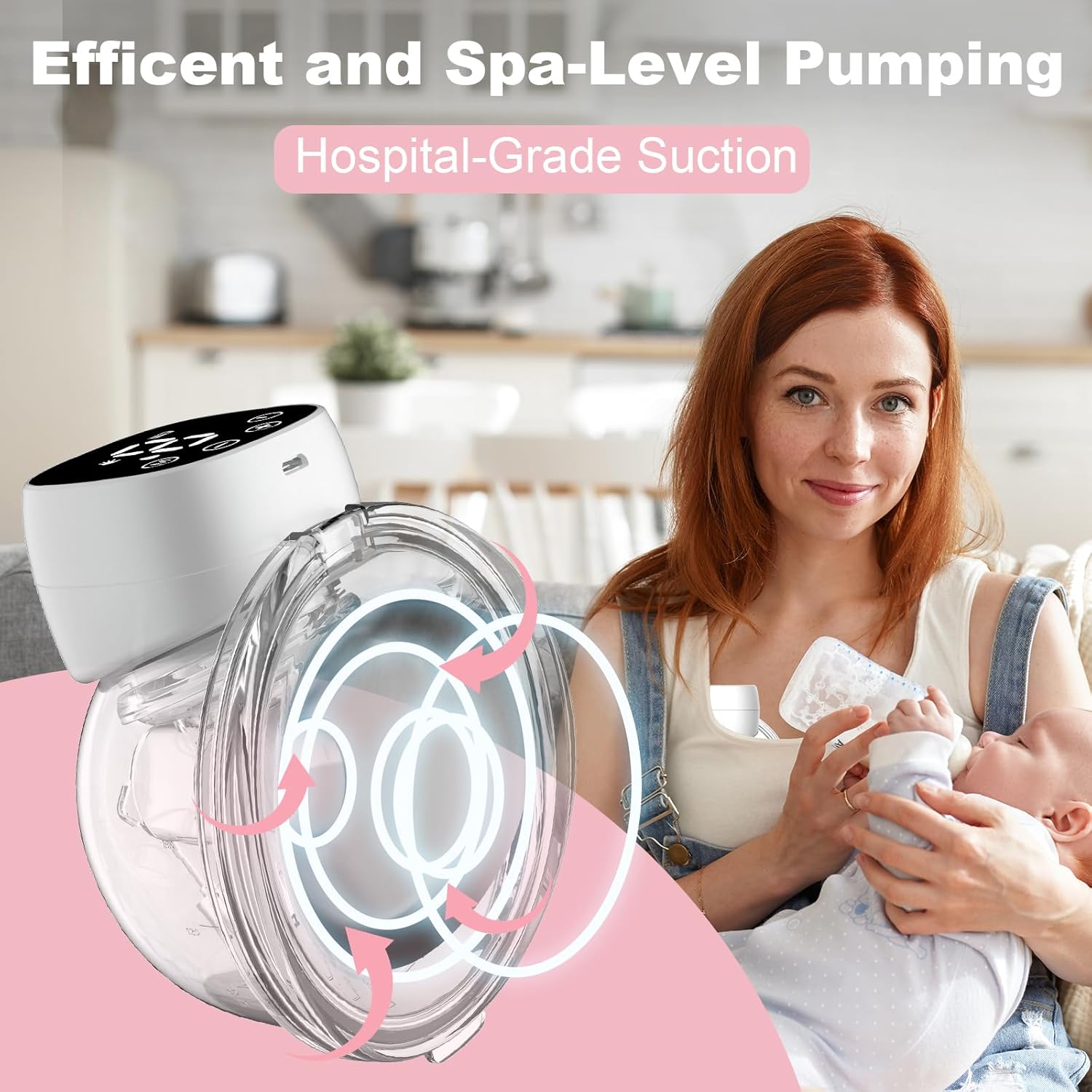Extractor de leche manos libres, extractores de leche portátiles para lactancia, bomba eléctrica portátil inalámbrica con 3 modos y 9 niveles, brida