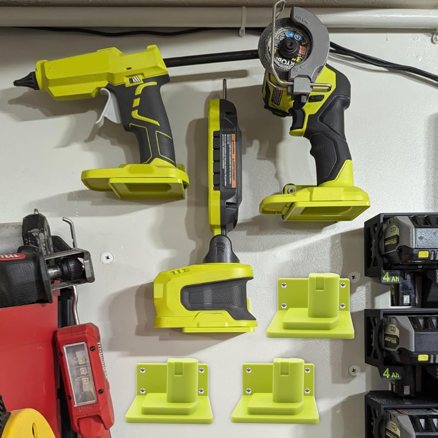 Paquete de 10 soportes de pared para herramientas compatibles con Ryobi 18V herramientas eléctricas soporte para muelle de pared gancho organizador