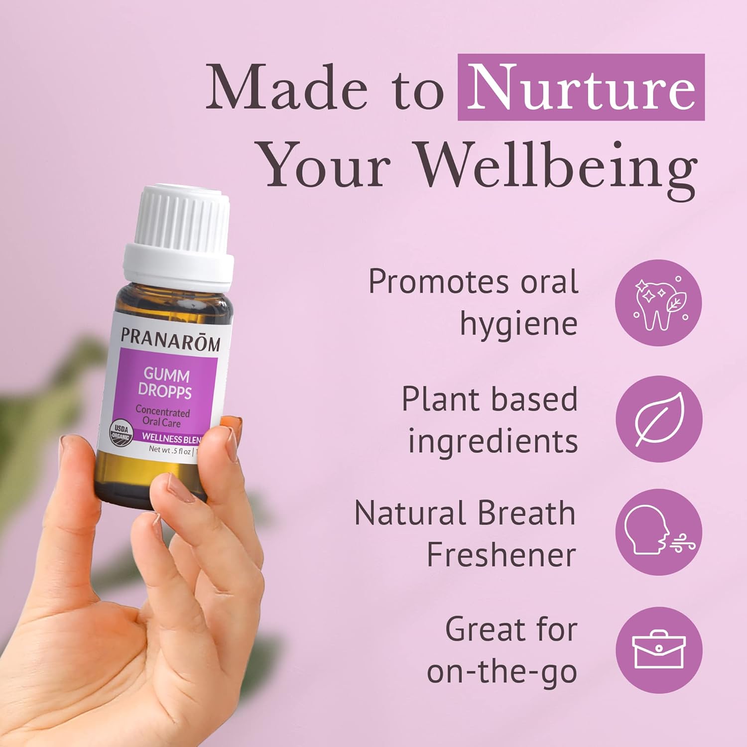 Pranarom – Gumm Dropps Aceite esencial para la salud de los dientes y las encías, enjuague bucal natural para el cuidado bucal, aceites esenciales