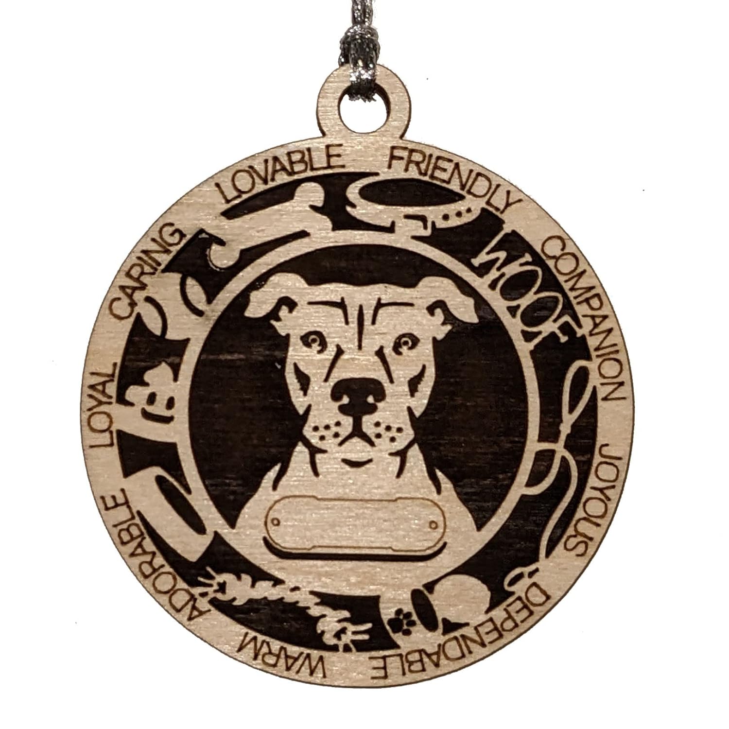 Pittie Pride Personalized Pitbull Christmas Ornament with Your Dog’s Name & Colors! – With Border Icons