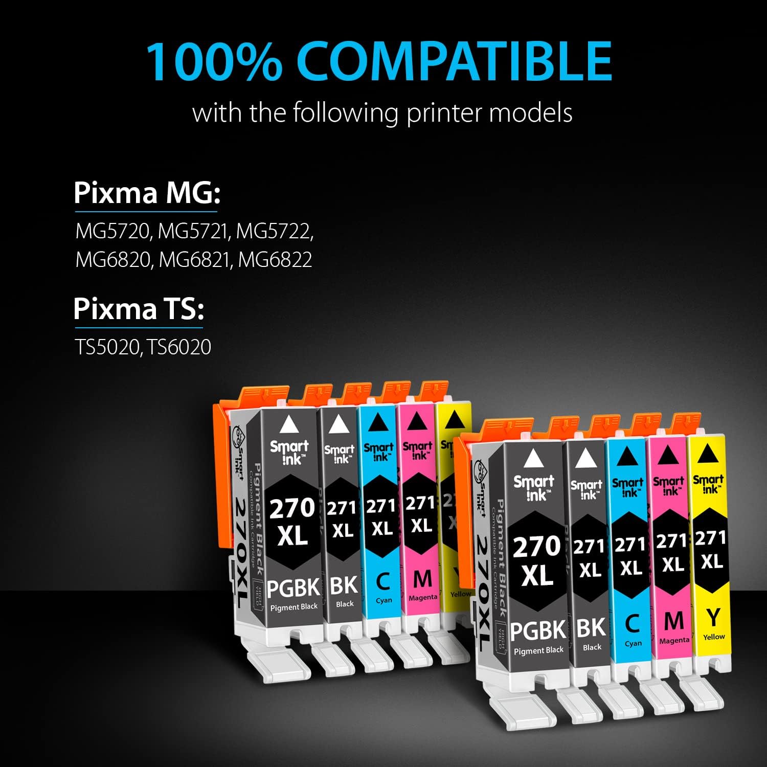 Smart Ink Cartucho de tinta de repuesto compatible para Canon PGI 270 XL CLI 271 XL PGI-270XL CLI-271XL 10 unidades para usar con MG7720 TS9020