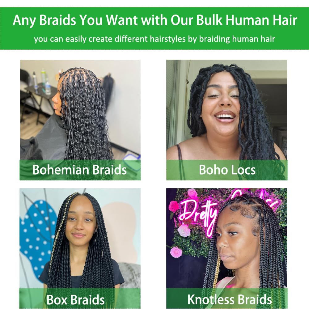 Cabello humano trenzado húmedo y ondulado sin trama, extensiones de cabello humano virgen 100% sin procesar para micro trenzas, cabello humano súper