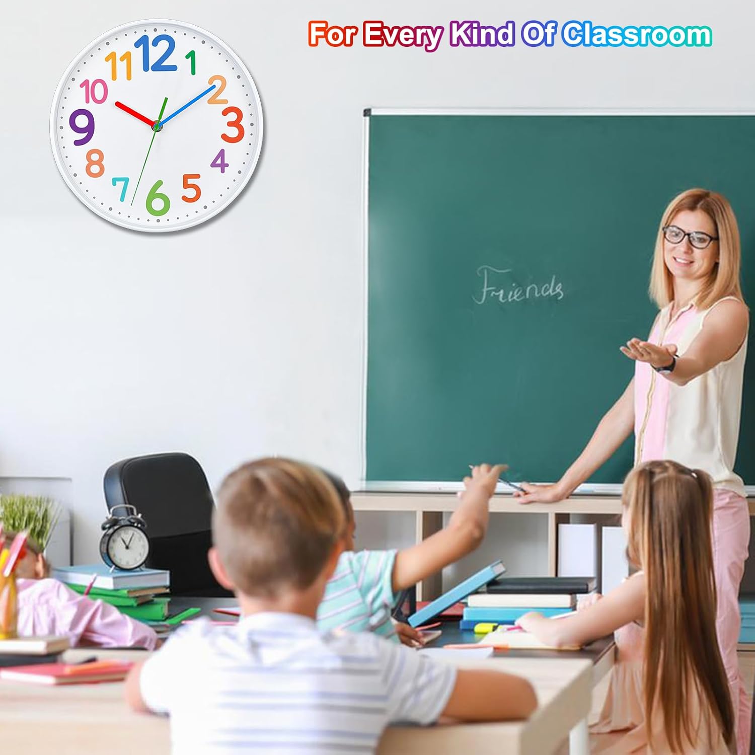 VREAONE Reloj analógico silencioso para niños, reloj de enseñanza de la hora para niños, aprendizaje de reloj para niños, los niños aprenden que el