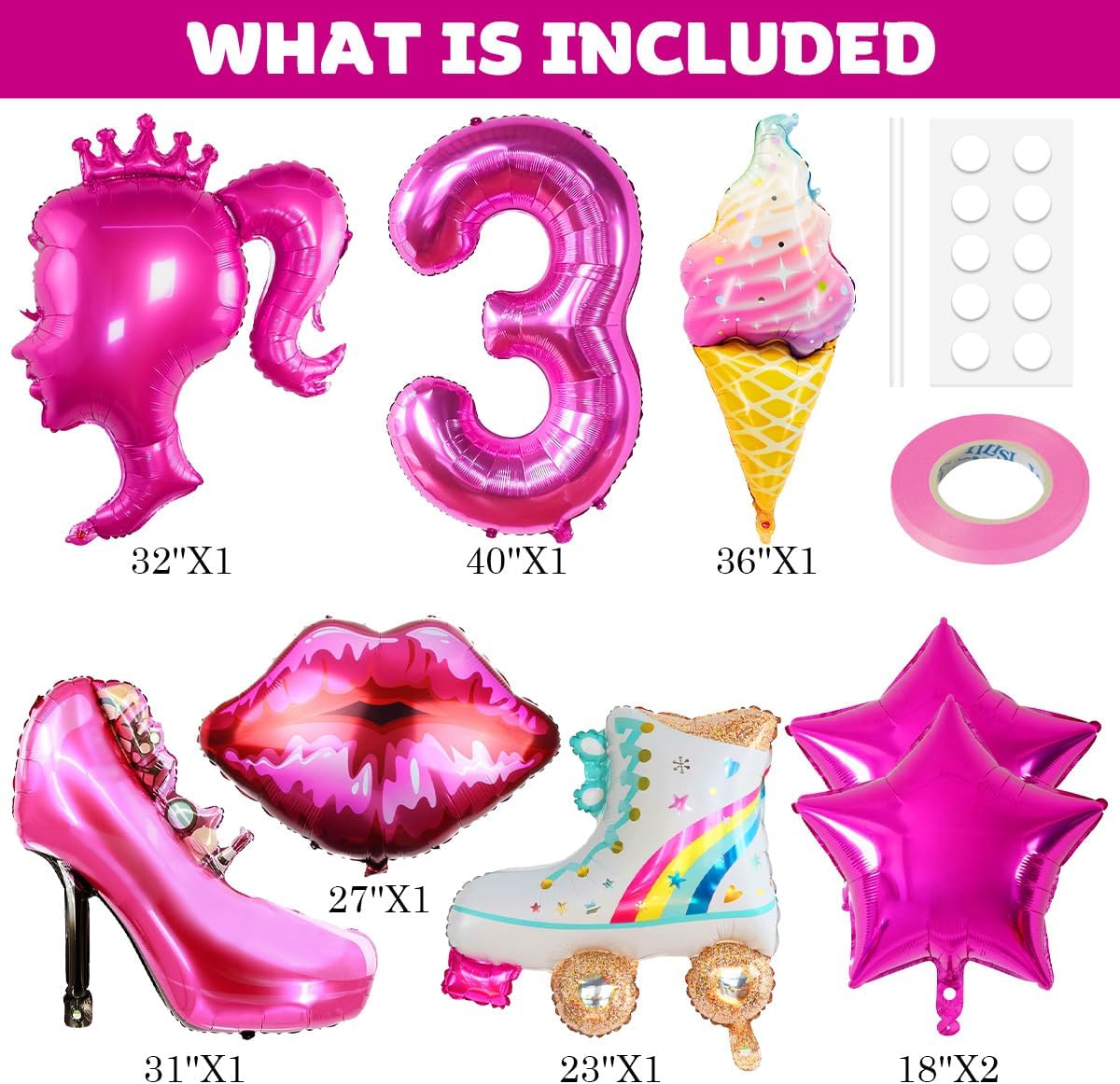 9 piezas de globos de color rosa intenso, decoraciones de cumpleaños para niñas y niñas, fiesta temática de princesa rosa, fiesta temática de baby