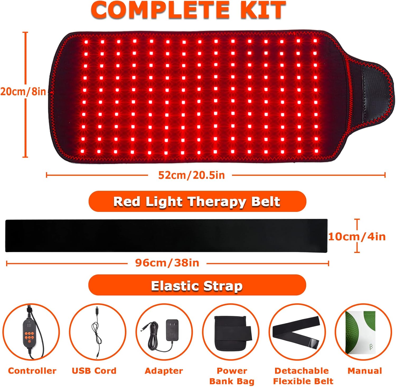 Cinturón de terapia de luz roja para cuerpo, 150 piezas LED de 660 nm y 850 nm de terapia de luz infrarroja cercana con modo de pulso, dispositivo